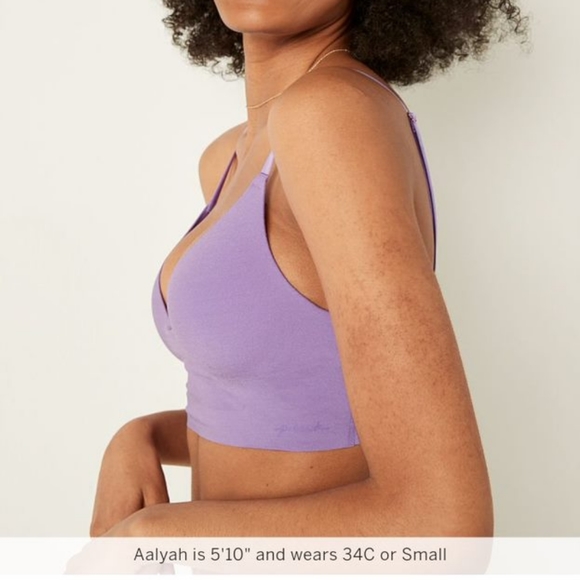 NWOT Vs Pink Loungin Wireless Push up Bra Chalk Voilet Sz XXL - Picture 3 of 7